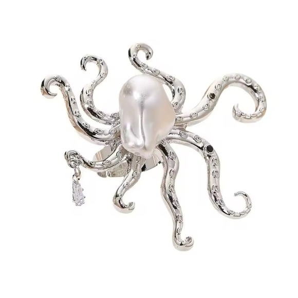 Pearl Octopus Silver Adjustable Ring - Picture 5 of 13